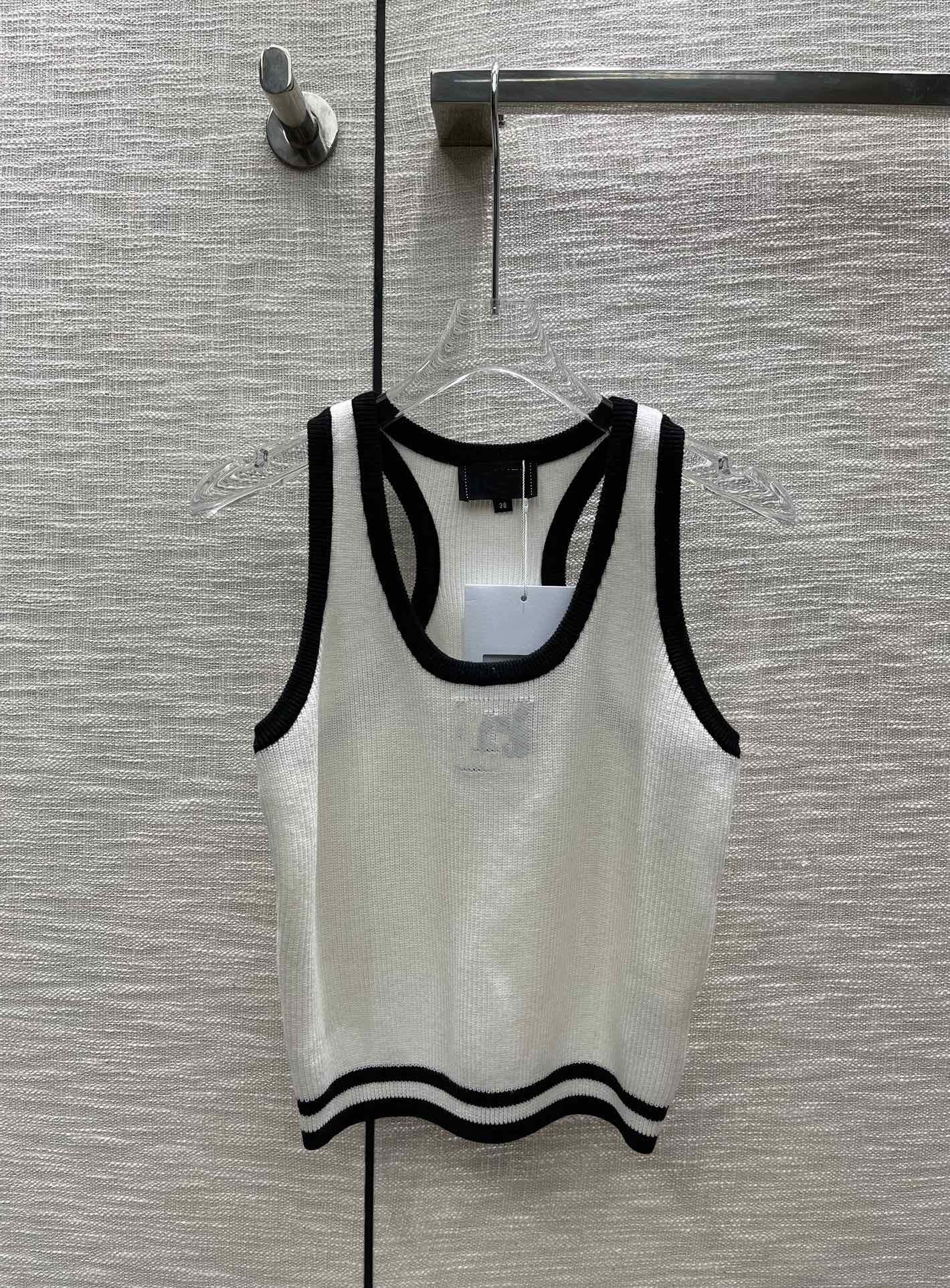 

Milan Runway Women' Knits & Tees 2023 Spring Summer O Neck Sleeveless Print Women' Sweaters High End Jacquard Pullover Designer Sweater 0202-23, White