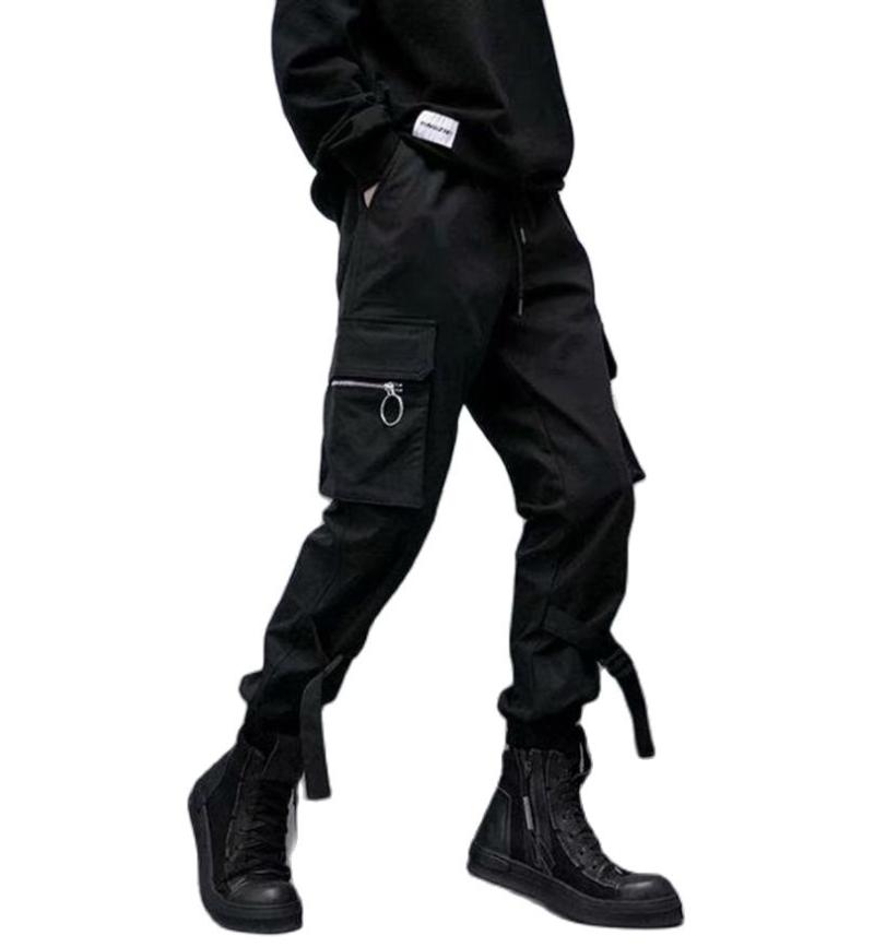 

Men's Pants Hip Hop Japan Techwear Cargo Men Woman Loose Joggers Hippie Oversize Jogging Trousers Mens Designer Clothes Spring ZipperMen's, Black