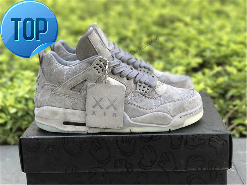 

New Authentic 4 KAWS Cool Grey White Glow In DARK Mens Outdoor Shoes Sports Sneakers 930155-003 K9DA