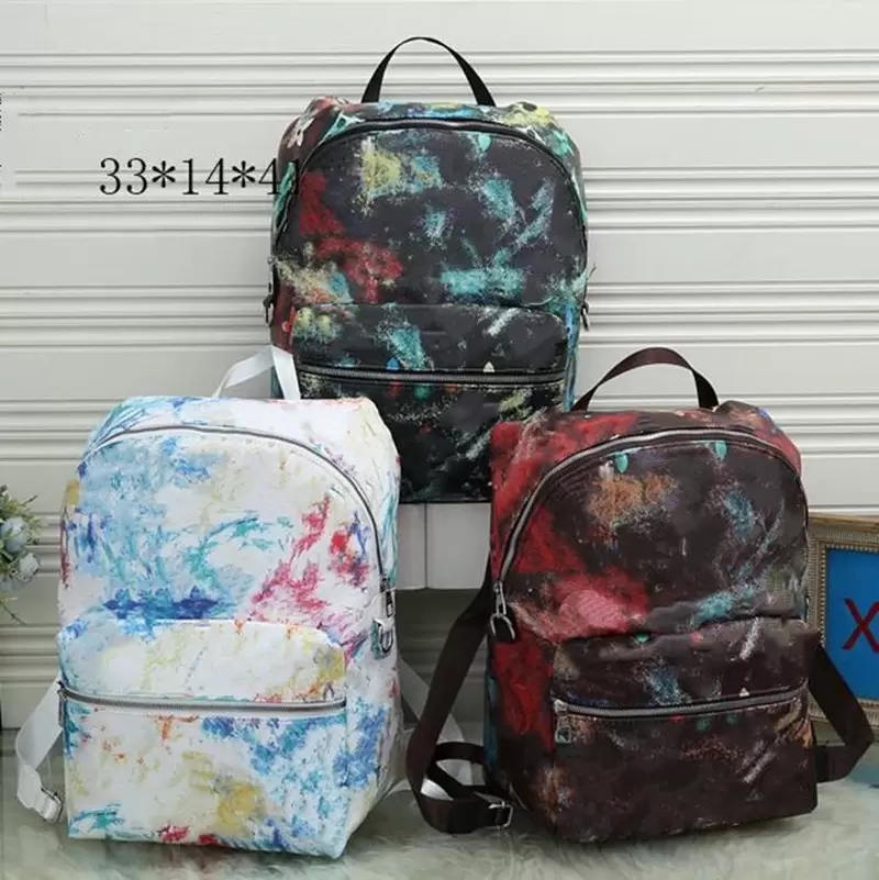 

Discovery Graffiti Backpack lady PU Leather bags designer luxury fashion back pack fow women handbags Presbyopic shoulder School Purse Cross body bag, White