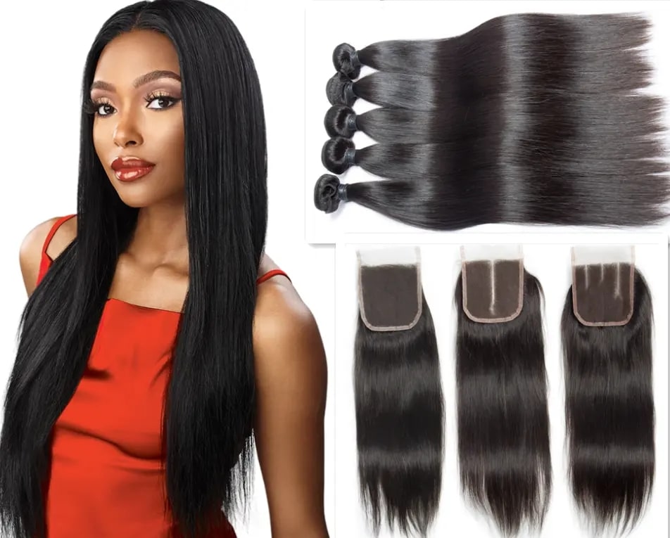 

9A Brazilian Body Wave Hair Bundles With Closure Unprocessed Straight Deep Wave Remy Human Hair Extension Water Wave Virgin Hair