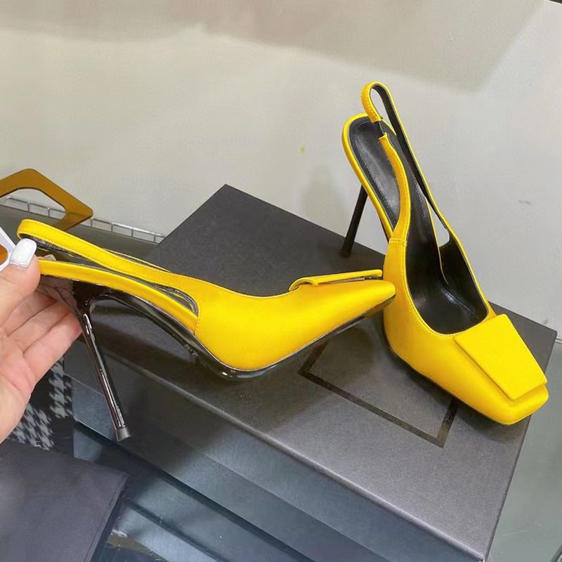 

2023 Thin High Heel Sandals Women's Silk Ankle Lace up Blue Yellow High Heels Black Elegant Sexy Fashion Party