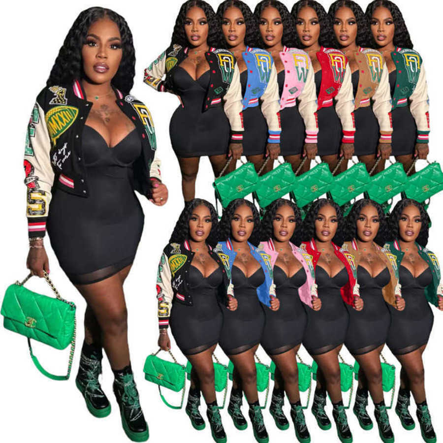 

Women Cltohes Designer Jackets 2023 Baseball Varsity Jacket Spring Double Layer Threaded Woolen Bomber Suit Full Position Letter Printed Coats 6 Colours XXL, Brown