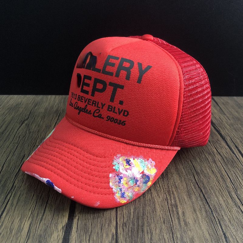 

High-end American Stingy Brim Hat Adjustable Letter Pattern Dome Baseball Cap, Red