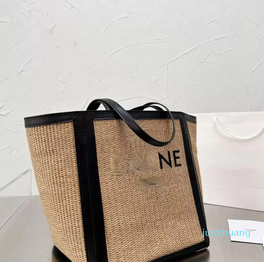 

Braided straw bag OP83 for women 2022 Summer new trendy large capacity leisure seaside resort fashion versatile letter 44 tote shopping bag, Brown