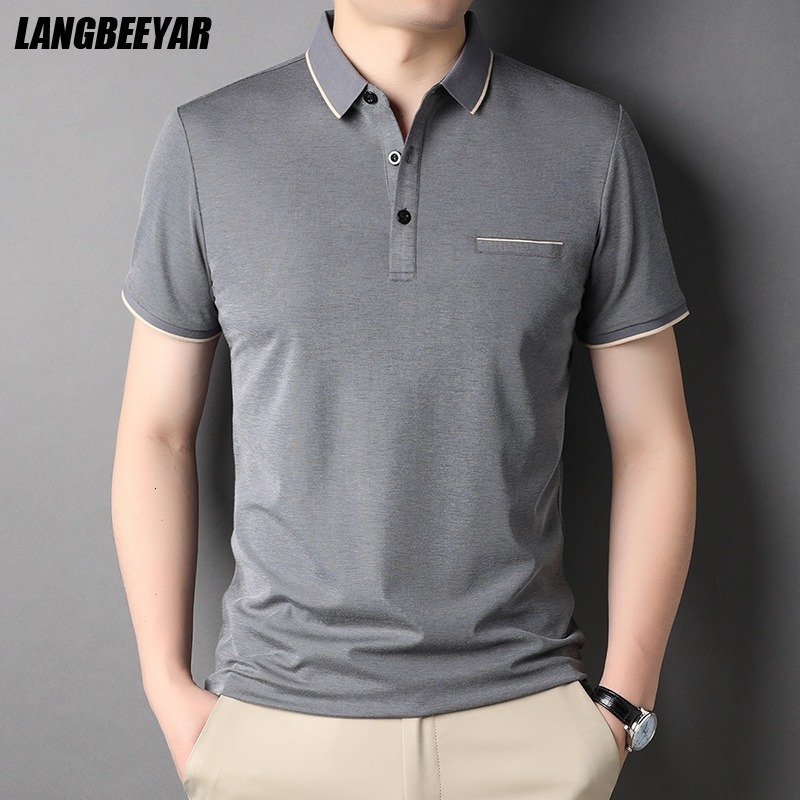 

Men's Polos Top Grade Brand Designer Polo Shirt Summer No Plain Regular Short Sleeve Casual Tops Fashions Clothes 230202, Coffee