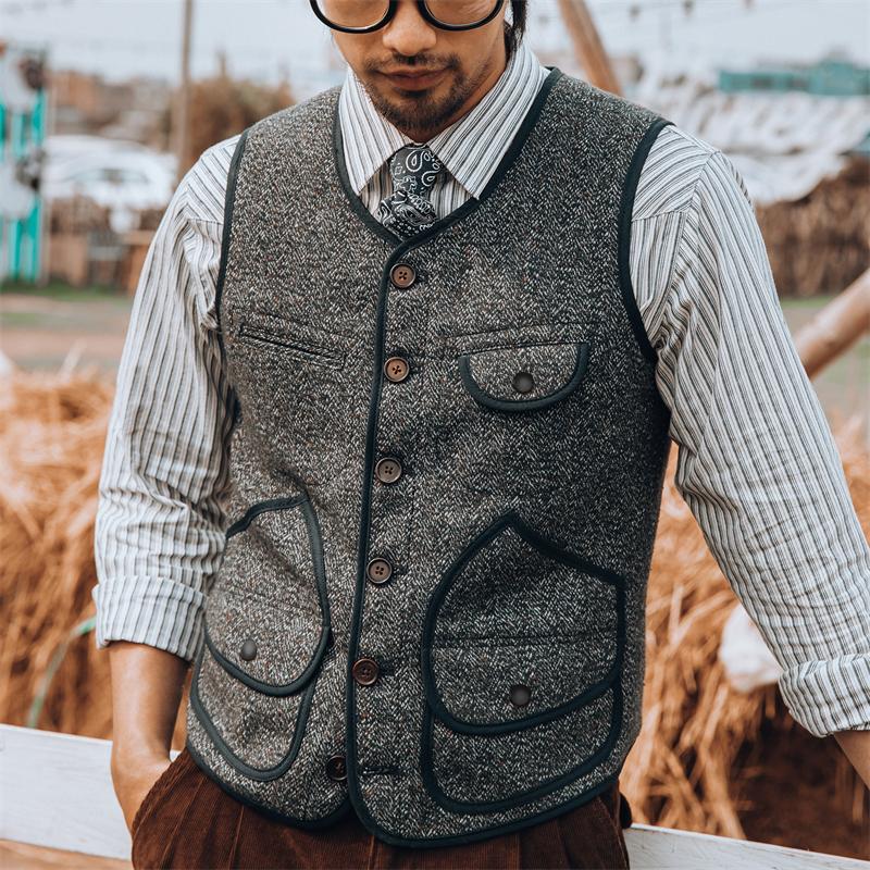 

Men's Vests Red Bridgeport Outdoor Hunting Vest Salt & Pepper Wool Waistcoat AmekajiMen's Men'sMen's, Grain