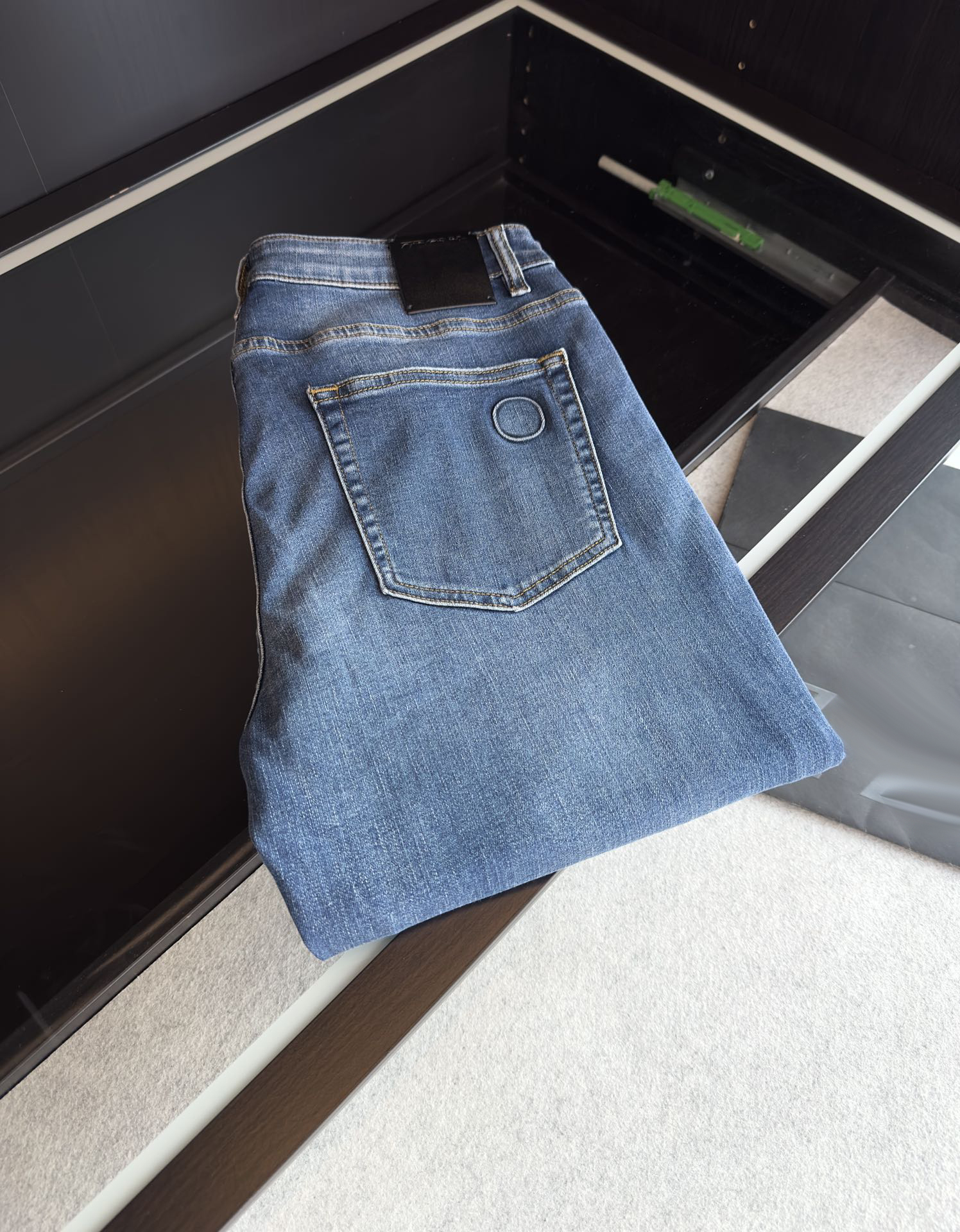 

2023 los vaqueros mustang Blue business casual five-bag men's jeans thin loose straight waist youth casual pants