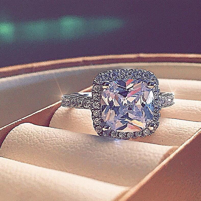 

Choucong Brand Wedding Rings Luxury Jewelry 925 Sterling Silver Cushion Shape Multi Color 5A Cubic Zircon CZ Diamond Gemstones Party Women Engagement Band Ring Gift