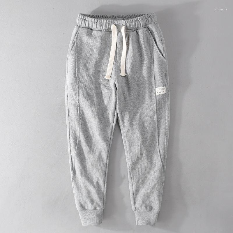 

Men's Pants Spring Men's Fashion Trousers Japan Style High Quality Small Patch Design Drawstring Knitting Ankle Length Basic Sweatpants, A03 black