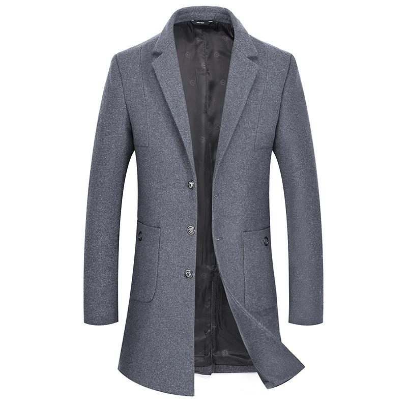 

Men's Wool & Blends Mens Wools Coat Autumn Winter Long Woolen Trench Jacket Men Business Casual Windbreaker Overcoat Outerwear Male, Gray