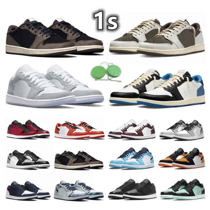 

Jorden 1 1s Mens basketball shoes low retro Black Phantom Lost & Found Bred Patent Gorge Green True University Blue Dark Mocha men women trainer sports Sneakers 36-46, 42