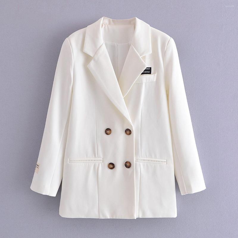

Women' Suits Women Blazer Elegant Fashion Solid Pockets Jacket Loose Coats Ladies Tops Clothing Office Lady, White