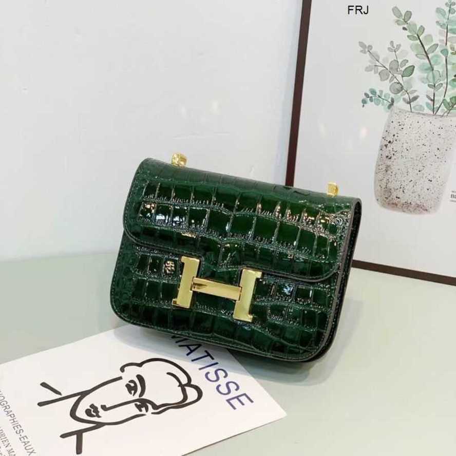 

Designer Constances Bags Herme 2023 New Crocodile Skin Himalayan White Leather Kangkang for Female Skew Span Small Square Spring and Summer frj, Black
