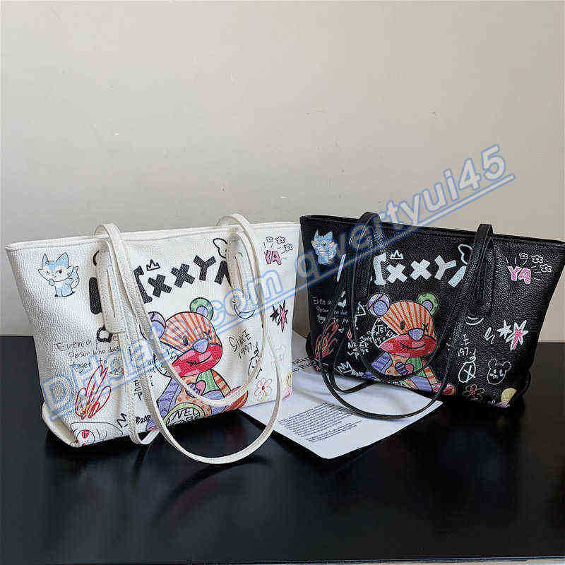 

qwertyui45 Totes Classical Cartoon Design Tote Bag High Capacity Leather Handbags For Women Brand Lady Travel Shoulder Bags 020223H, For the postage