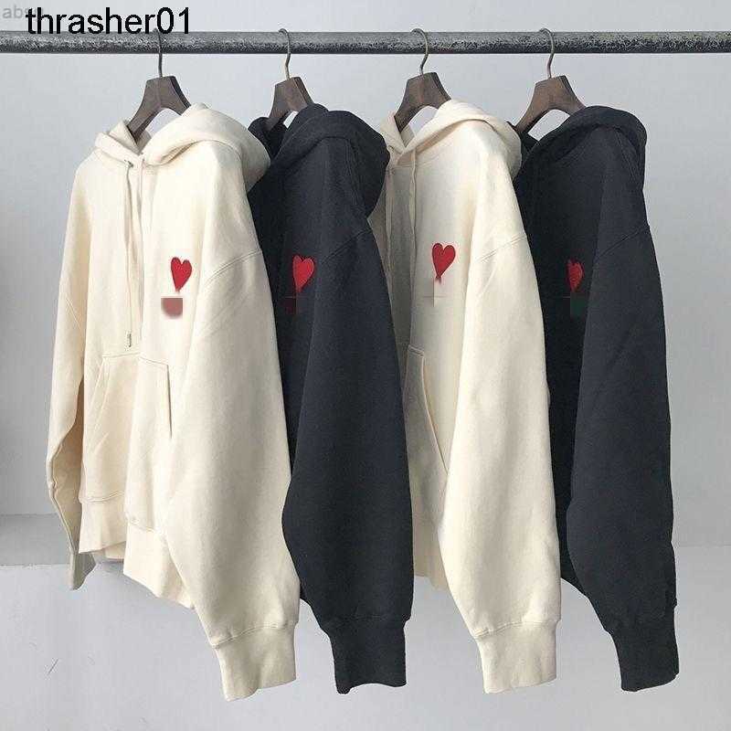 

Men' Hoodies Designer Sweatshirts Amis Sweater Red Love Letter Embroidered Fashion Brand Loose Women' Lovers Hoodie, Round neck apricot - tested version