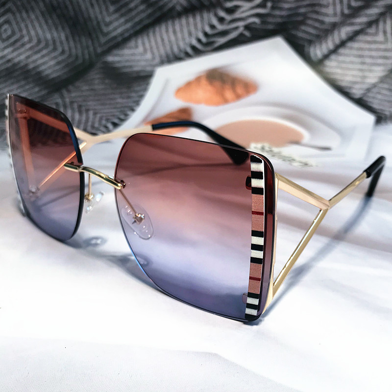 

Sunglasses Vintage Oversized Square Hollow Triangle Leg For Women Fashion Brand Stripe Print Sun Glasses Female Elegant Shades 230202