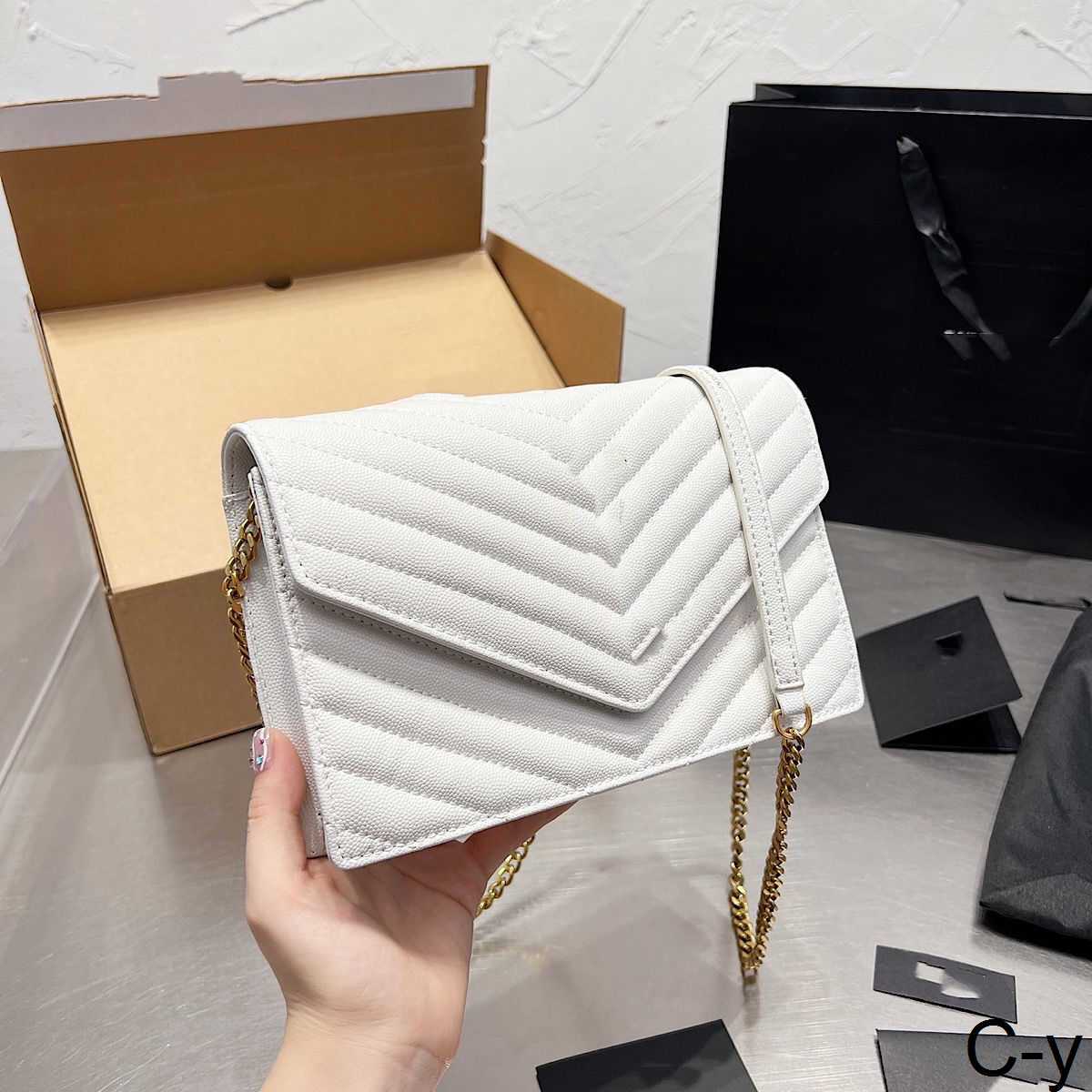 

Yslity crossbody purses designer bags YYSL woman handbags totes LOULOU suede high quality Kaia Niki luxuries designers women the tote bag Shoulder handbag DW7H, Caviar envelope white