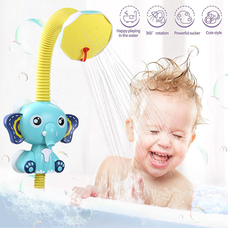 

Bath Toys Baby Electric Elephant with Sucker Shower Head Adjustable Sprinkler tub Spray Water Toy for Toddler Gift 230202