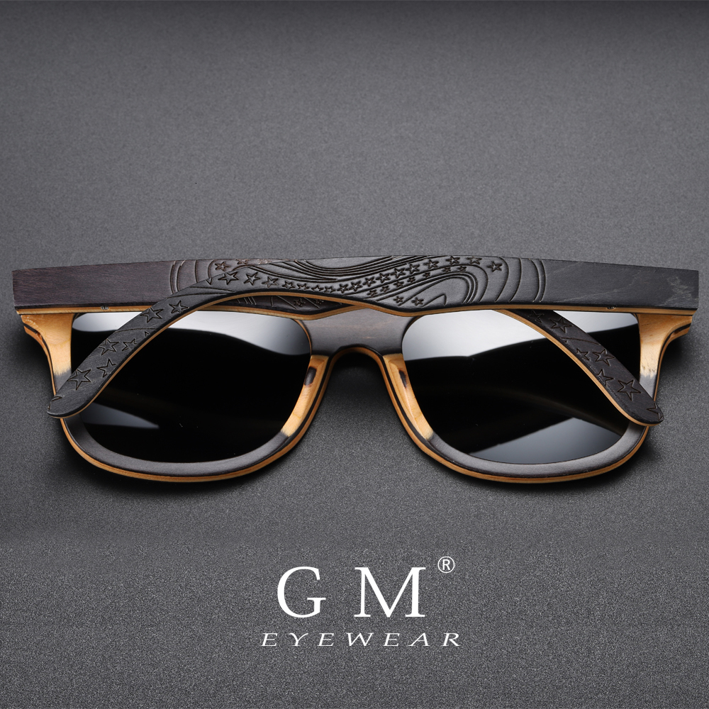 

Sunglasses GM Brand Designer wood Men Polarized Black Skateboard Wood Retro Vintage Eyewear Drop S5832 230202