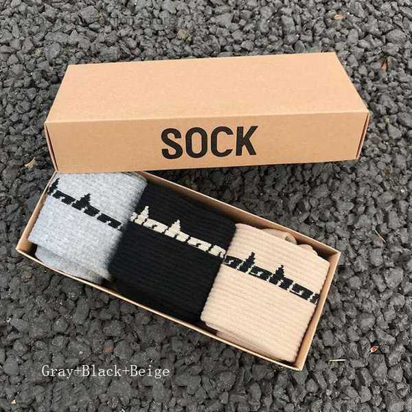 

Mens Socks Season 6 Skateboard Fashion Letter Printed Sports Sockings Hip Hop 1 THPN, Grey+black+beige