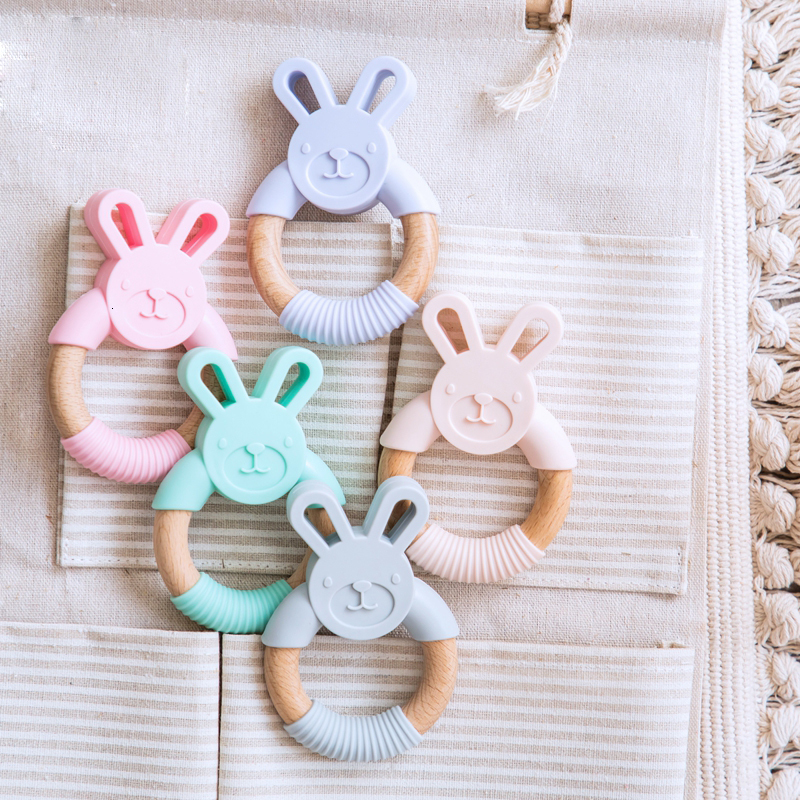

Soothers Teethers 1pc Baby Toys Silicone Cartoon Animal Rabbit Ring BPA Free Teething Accessories Chew Food Grade 230202