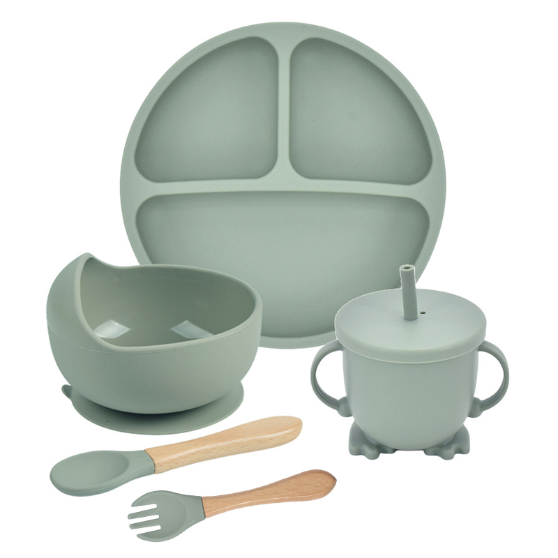 

Cups Dishes Utensils 345PC Silicone Baby Feeding Set Bowl Dining Plate Spoon Fork Children BPA Free Tableware for Kids 230202