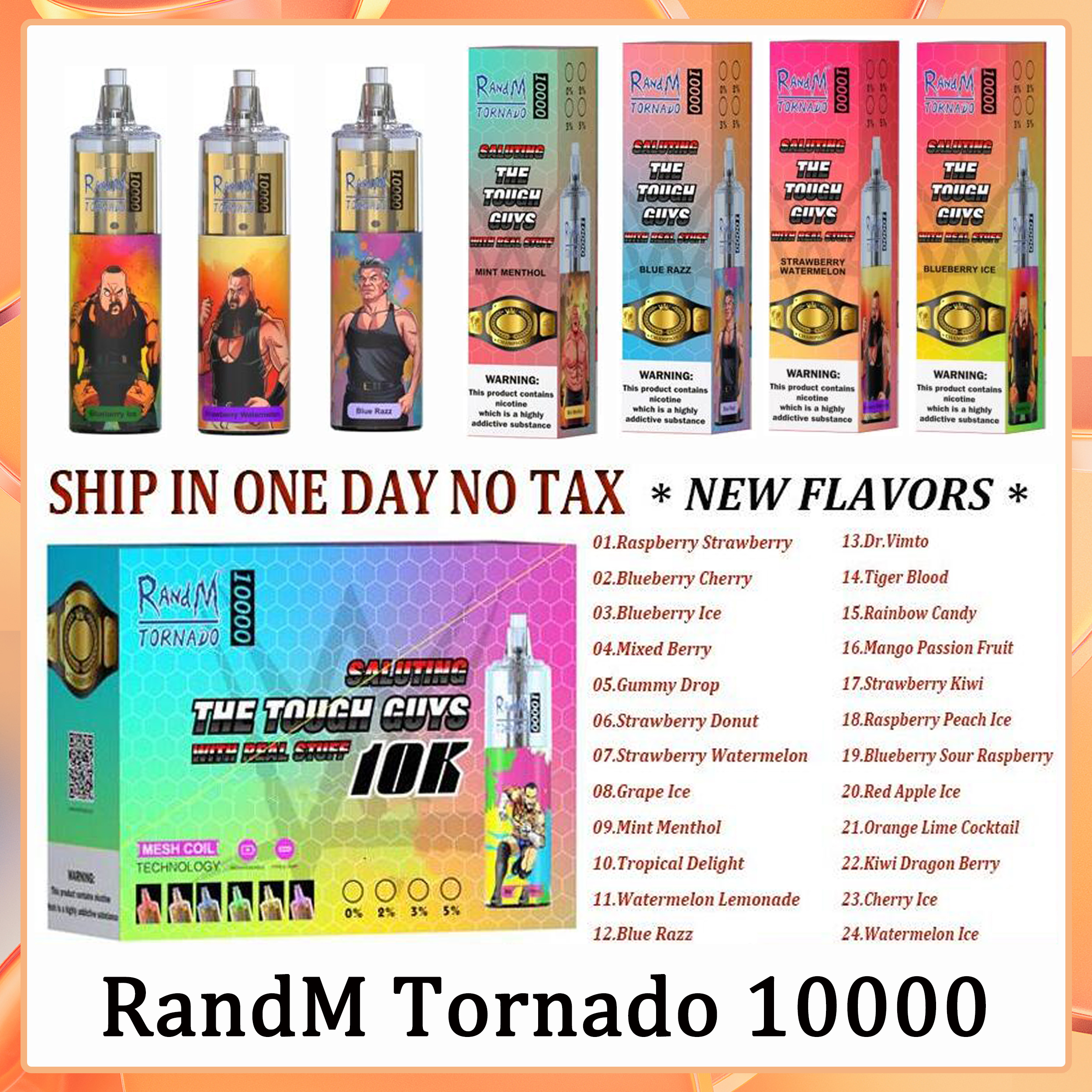 

Original RandM Tornado 10000 Puffs Disposable Vape Pen E Cigarette With 1000 Mah Rechargeable Battery Airflow Control Mesh Coil 20ml Prefilled Pod 10K 24 Flavors