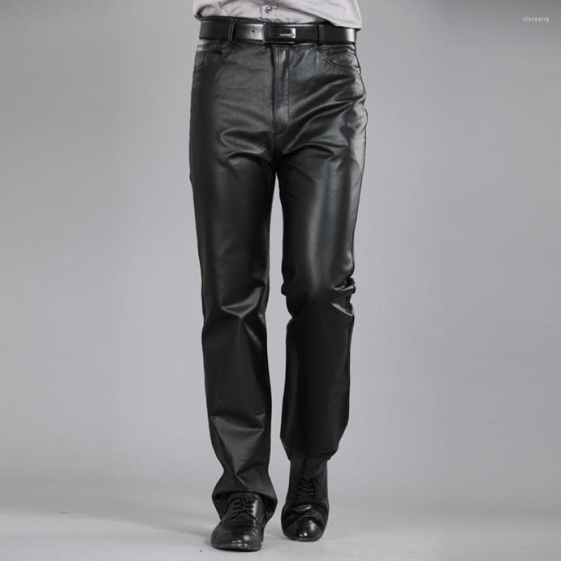 

Men's Pants Leather Autumn Winter Men Large Size Straight Sheepskin Zipper Regular Full Length 7XL, Sheepskin cotton