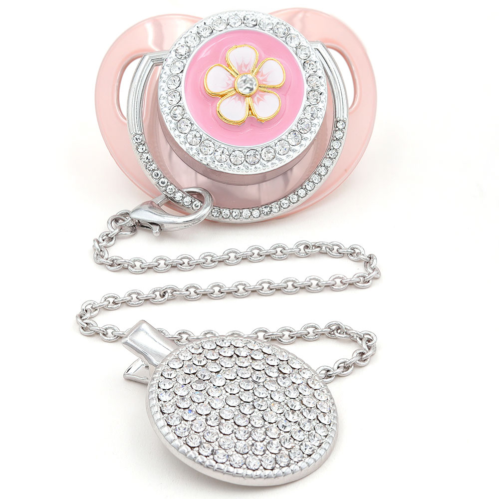 

Pacifier Holders Clips# Baby Holder Bling BPA Free Silicone Infant Luxury For Babies Shower Gift Chupetes de lujo 230202