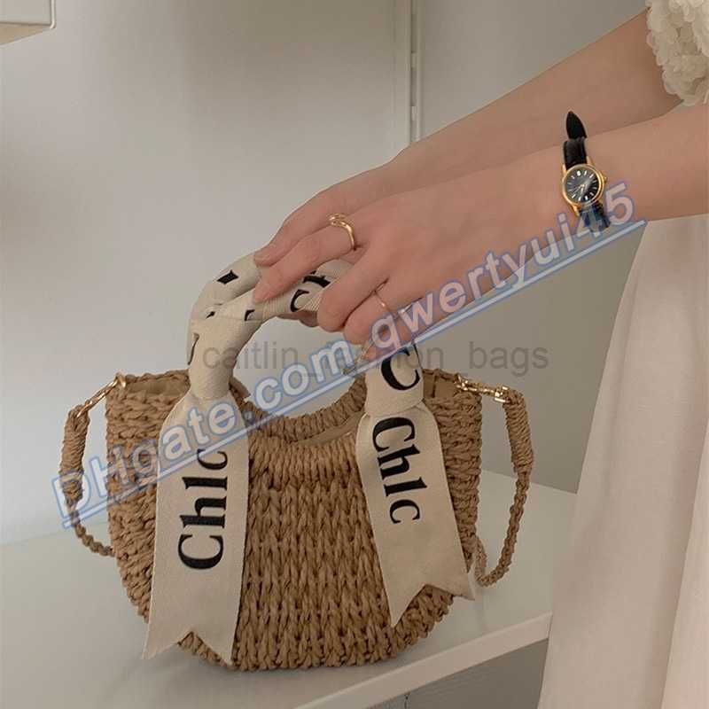

qwertyui45 Totes Fashion Women's Handbag Designer Alphabet Scarf Cross Summer New Woven Beach Luxury Bag Bags Handbags Women 020223H, Small beige