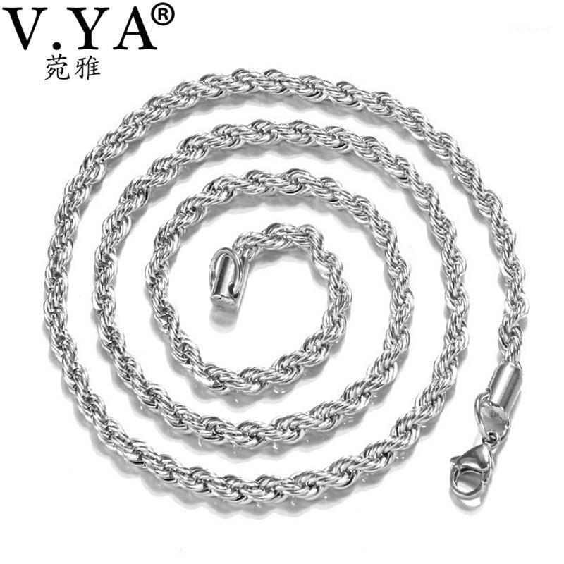 

Chains V.YA Solid 925 Sterling Silver Men Chain Necklaces Vintage Thai Mens Rope 3mm Width 50cm 55cm 60cm