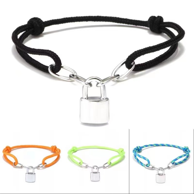 

Fashion Lock Charm Bracelet For Women Men Jewellery Silvery Padlock Retractable Rope Bracelet Bangle Couple Jewelry 2020 89 W2