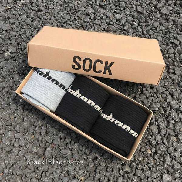 

Mens Socks Season 6 Skateboard Fashion Letter Printed Sports Sockings Hip Hop 5 WSKO, Grey+black+beige