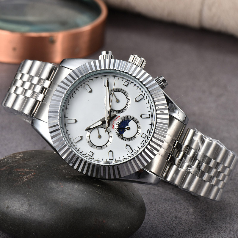 2023 Men's Luxury Quartz Watch Leisure Fashion Business six-pin Multi-function Calendar Luminous Waterproof Steel Strap Watches-image-838733203