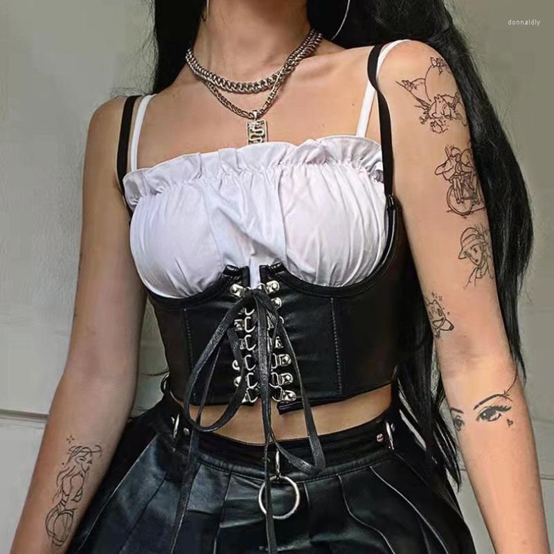 

Belts Corset PU Leather Wide Belt Slim Ladies Wrap Breast Drawstring Gothic Decoration Retro Fashion Luxury DesignerBelts Donn22, Black