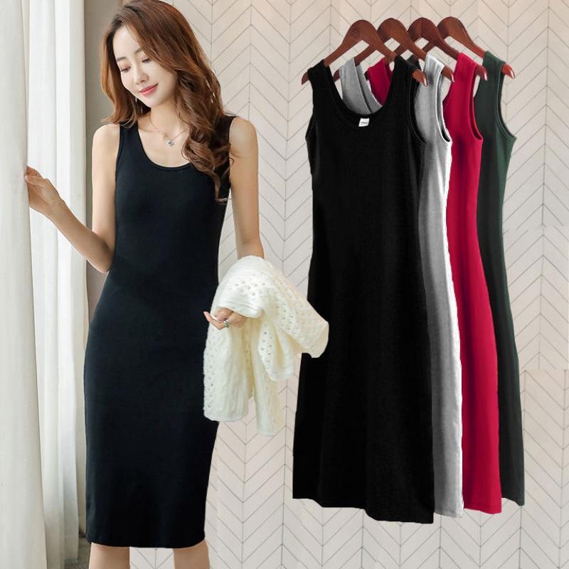 

Casual Dresses 2PCS 2023 Dress For Women Solid Color O Neck Mid-Calf Black Gray Ladies Daily Commuting