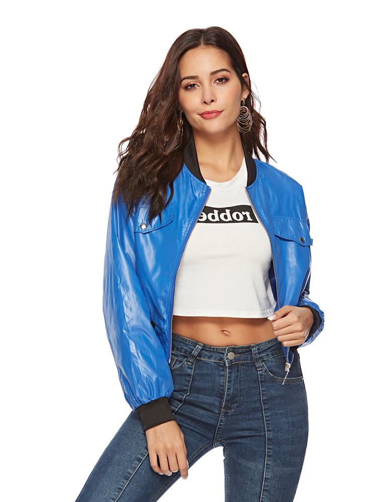 

Women' Jackets Blue Long Sleeve Locomotive Punk Jacket Women Plus Size Autumn Casual Outwear Fashion Short Jersey 2023