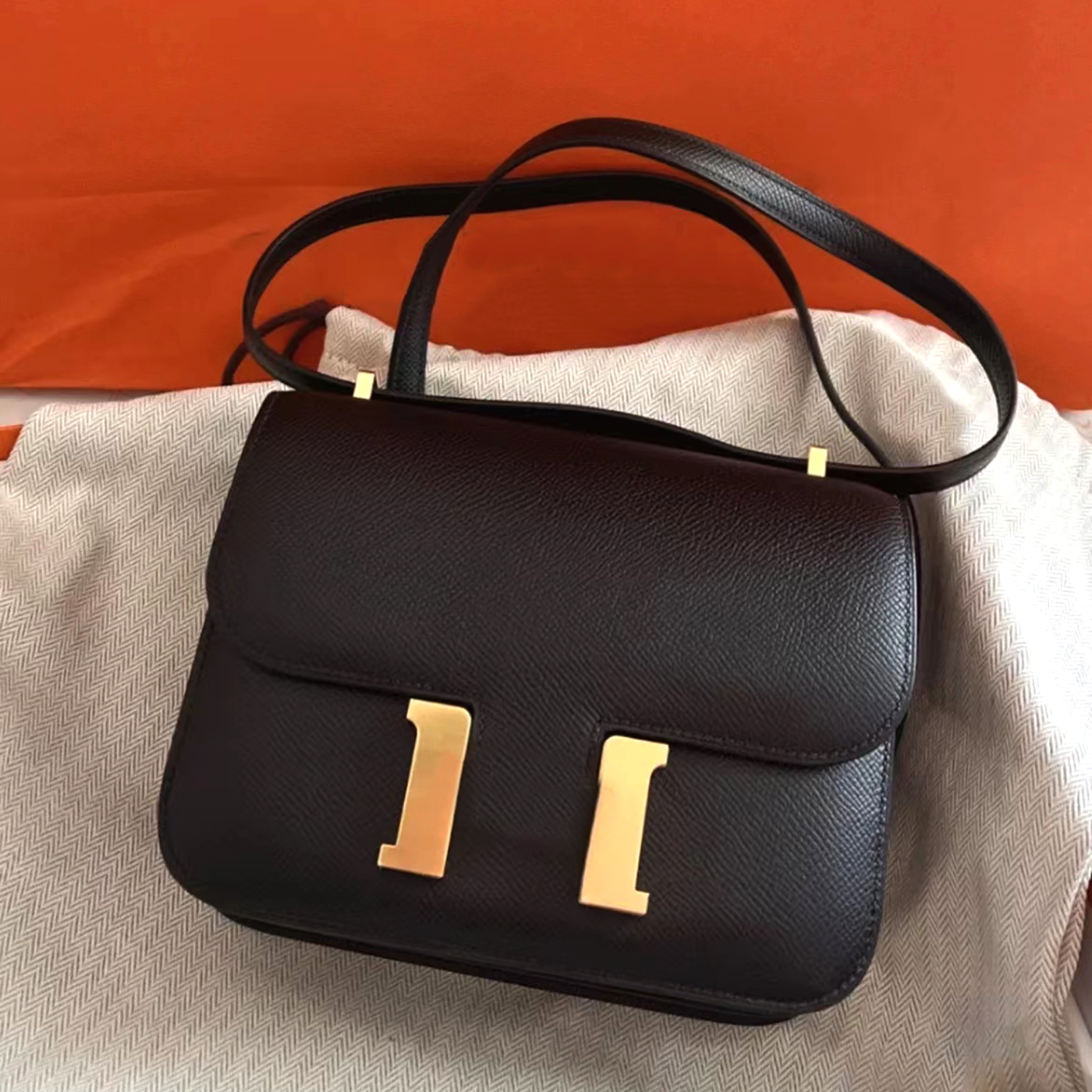 

Fashion Cleo Crossbody totes Women's Shoulder bag clutch hermee Constances Kangkang Luxury Designer Classic mens mini Key wallets Metal H buckle handbag purse Flap, Orange