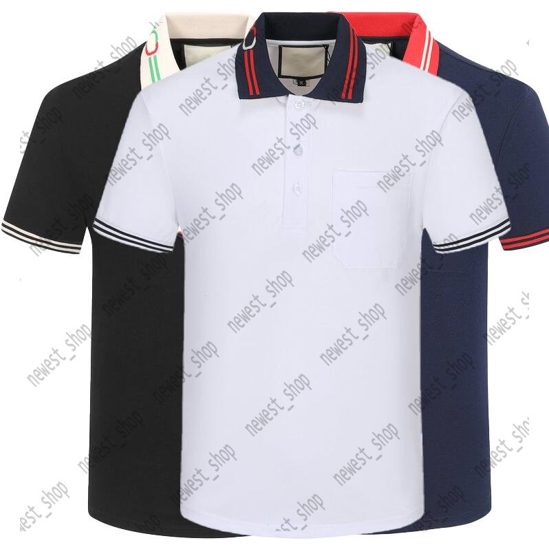 

23SS summer Europe mens polos shirts fashion Collar embroidery letter print t shirt men Lapel 3 color patchwork POLO womens stripe printing tshirts, White