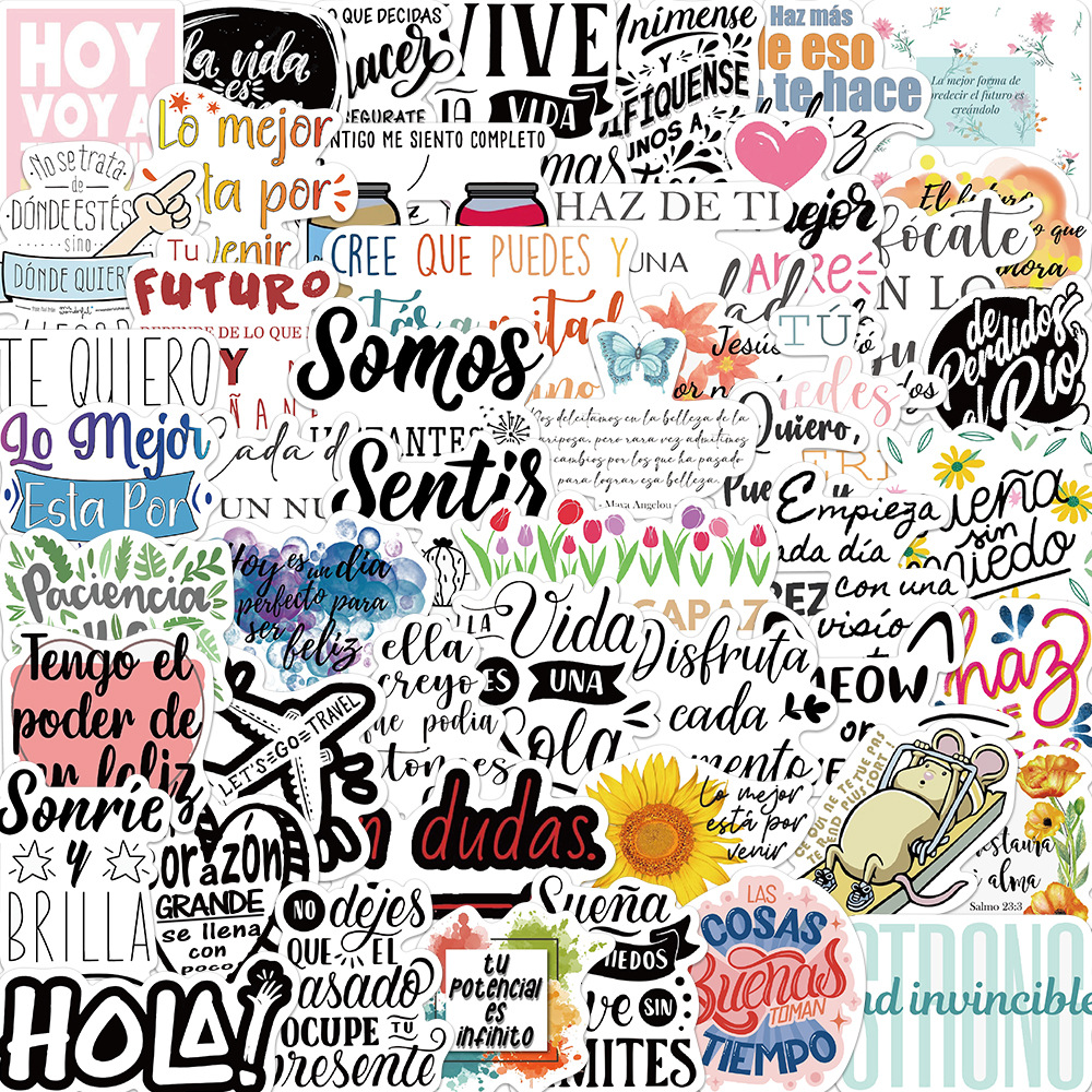 

50PCS Spanish Phrases Stickers Car Motorcycle Travel Luggage Guitar Waterproof Graffiti Wall Sticker