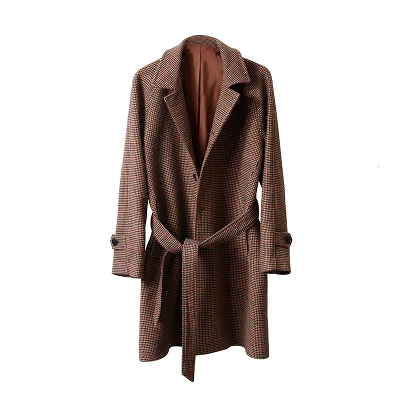 

Men' Trench Coats Long Woolen Coat Balmacen Hound' Tooth Cloak Classic Vintage Windbreaker Elegant Man Winter Clothes Streetwear 230202, Multi