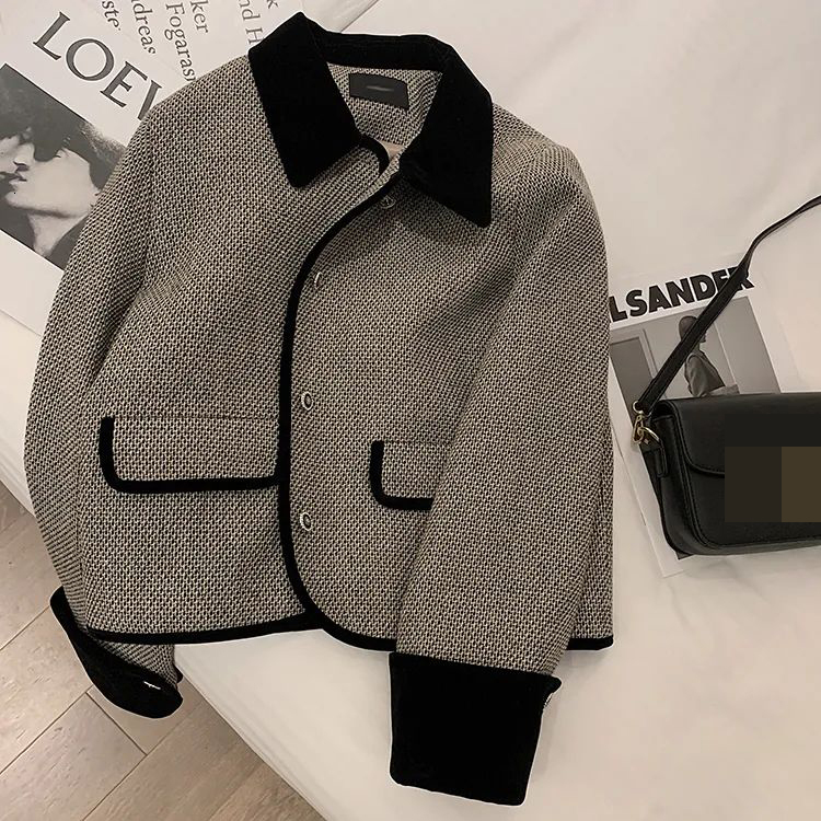 

Women's Jackets Early autumn female gray short coat French celebrity fashionable top design Streetwear Thick 230202