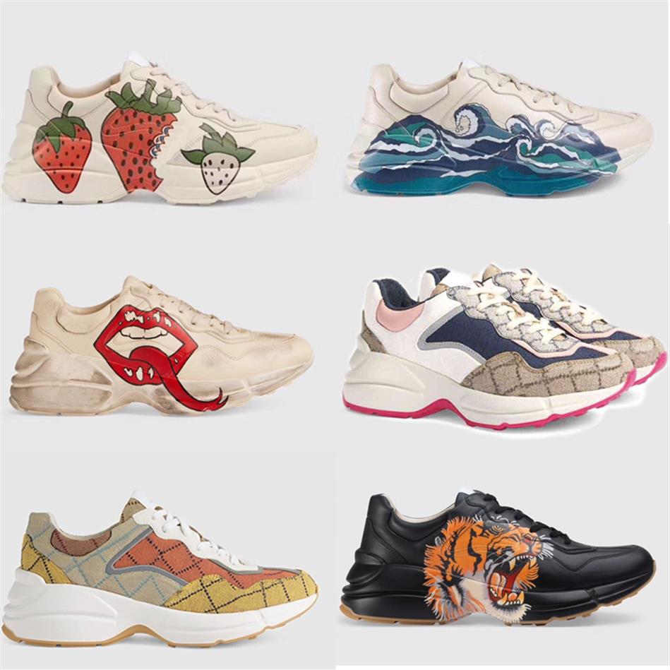 

2021 Designer Rhyton Sneaker running shoes Men Trainers Vintage Luxury Chaussures Ladies Trainer Designers basketball Sneakers wit232v, Color 1