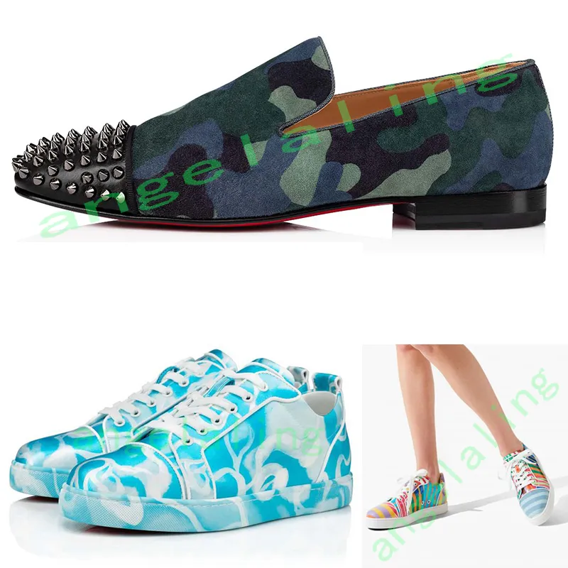 

With Box Designer Christians Shoes Designer Sneakers Luxury Office Dress Shoes Leather s Shoe Low Cut Suede Spike Accessories Party oh, No:17