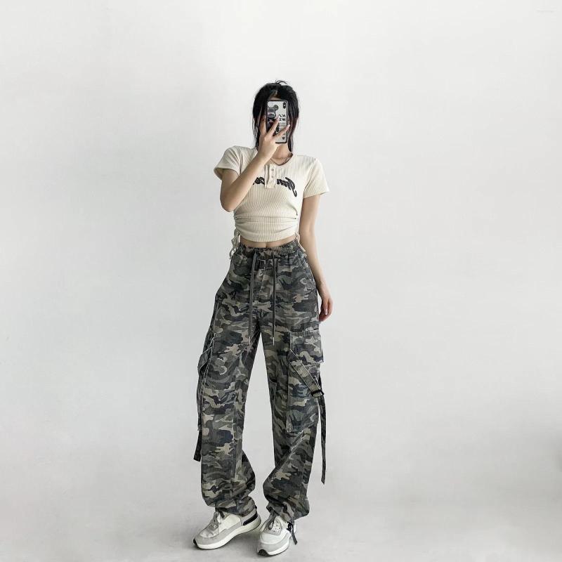 

Women' Pants 2023 Spring And Autumn Fashion Casual Sports Camouflage Straight Overalls Trousers, Gray