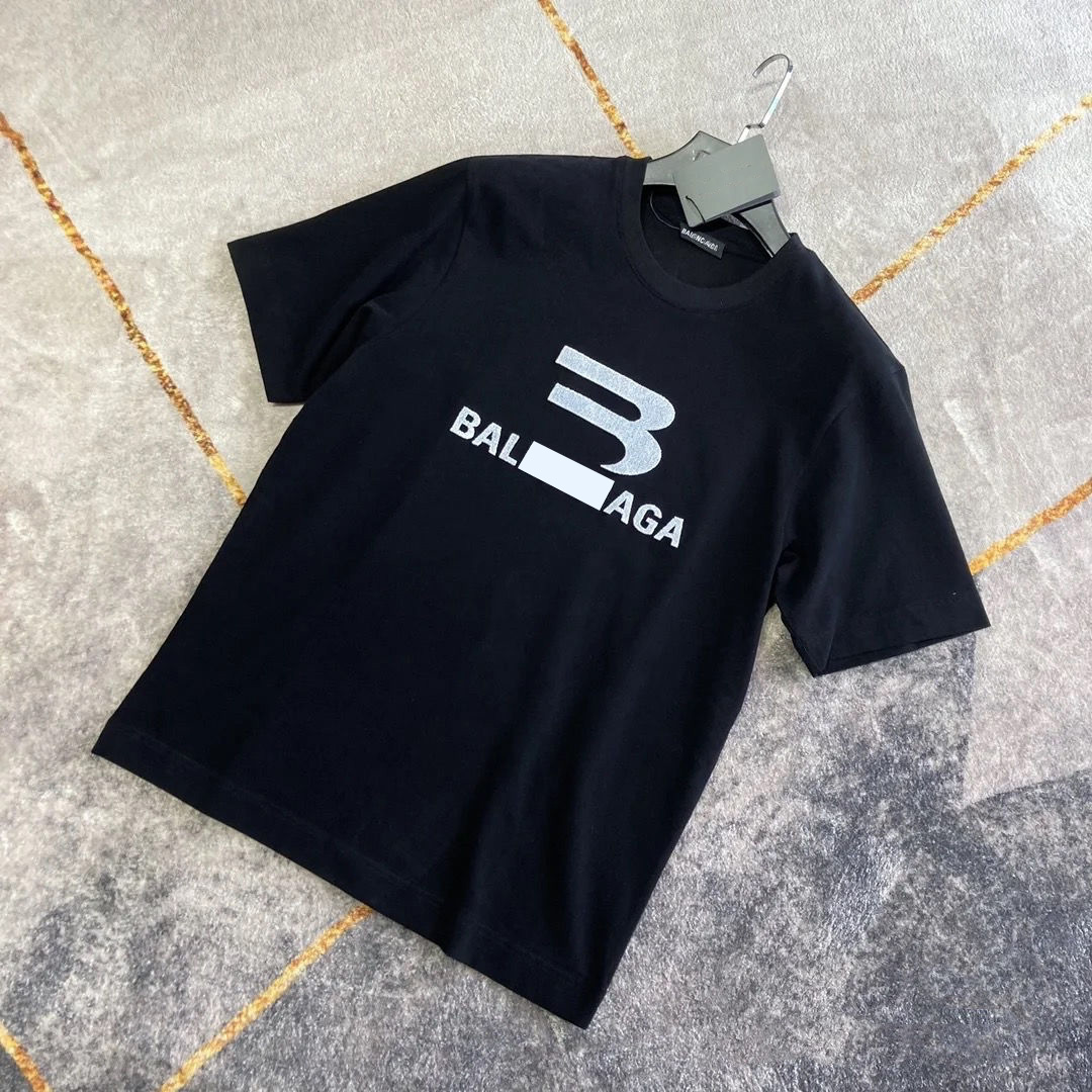 

France lock Graphic letter printing cotton twill Round neck mans T-shirt durable Classics customize star Same Clothing Luxury designer Short sleeve tops tee 3xl 4xl, B a l e n c i a g a