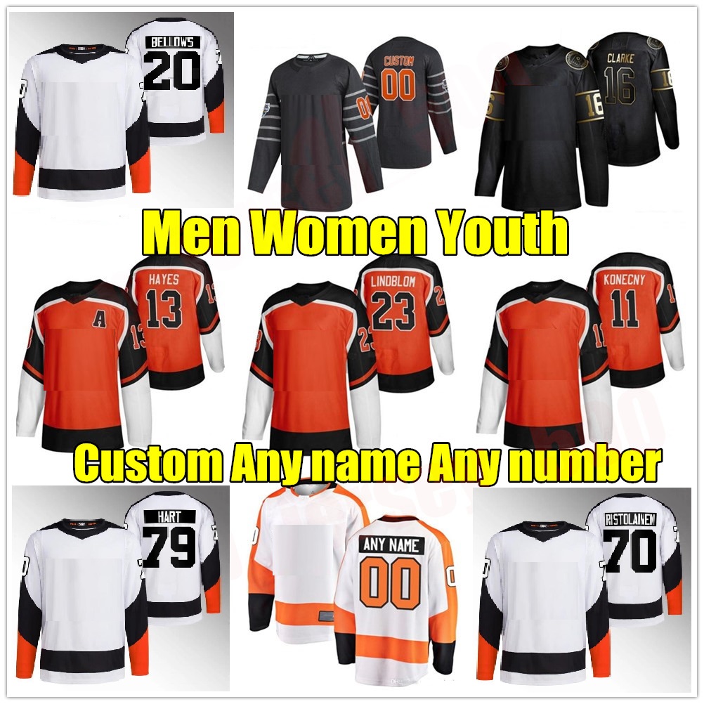 

2022-23 Reverse Retro Flyer Hockey Jerseys 11 Travis Konecny Cam Atkinson Carter Hart James van Riemsdyk Tony DeAngelo Joel Farabee Zack MacEwen Ryan Ellis Provorov, As shown in illustration