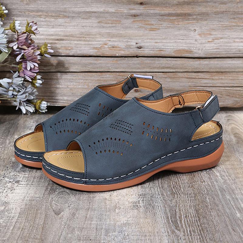

Sandals Summer Women Wedges Heels Vintage Hook Loop Back Strap Ladies Shoes Thick Sole Sewing Casual Beach Female Footwear 2023, 6529-bg