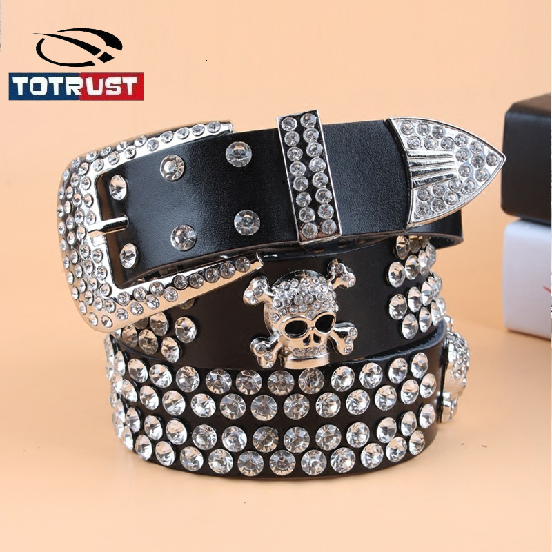 

Belts TOTRUST Wide Buckle Belt For Women Woman Vintage Skull Second Layer Cow Skin Top Quality Strap Female Jeans 230202, Black